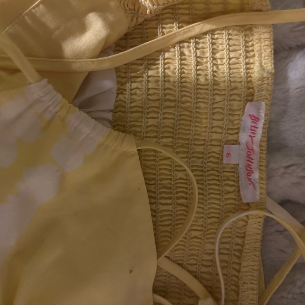 Betsey Johnson vintage Yellow and White hibiscus  Floral Halter Maxi Dress. 6 - Picture 7 of 9